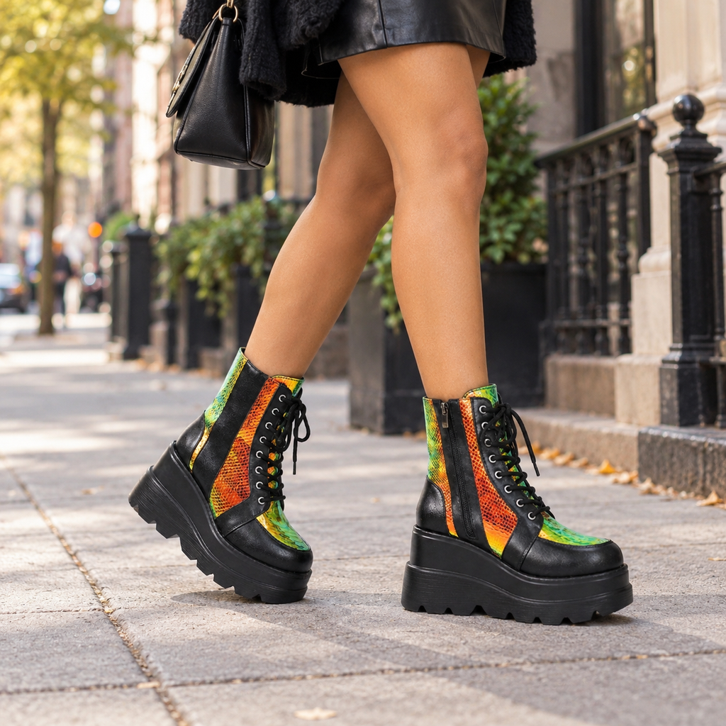 Bottines med tyk platform til kvinder