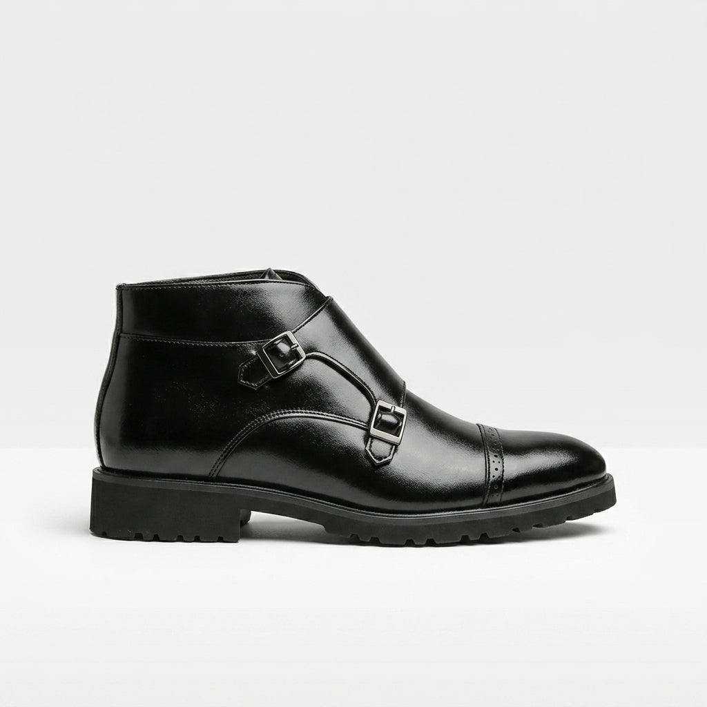 Herresko i læder med monk-strap