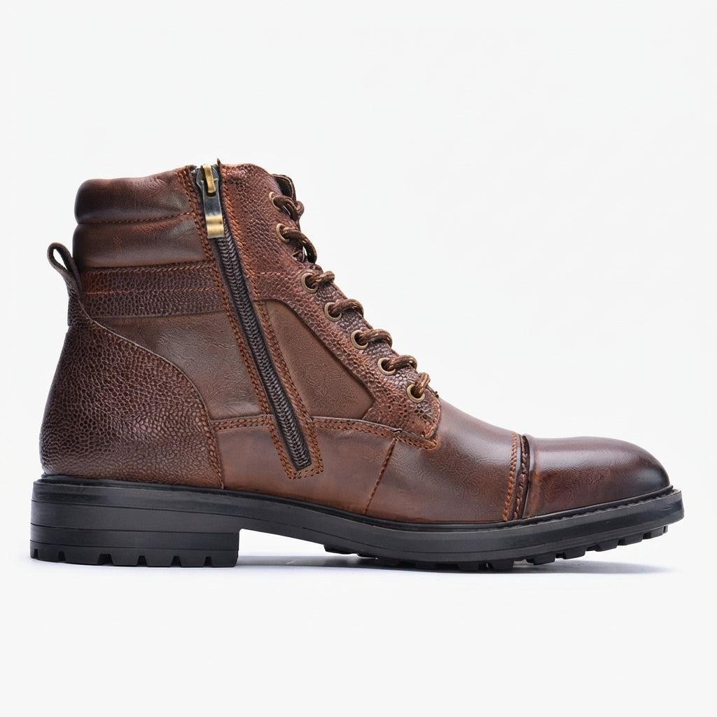 Casual læderkampstøvler til mænd, outdoor stil