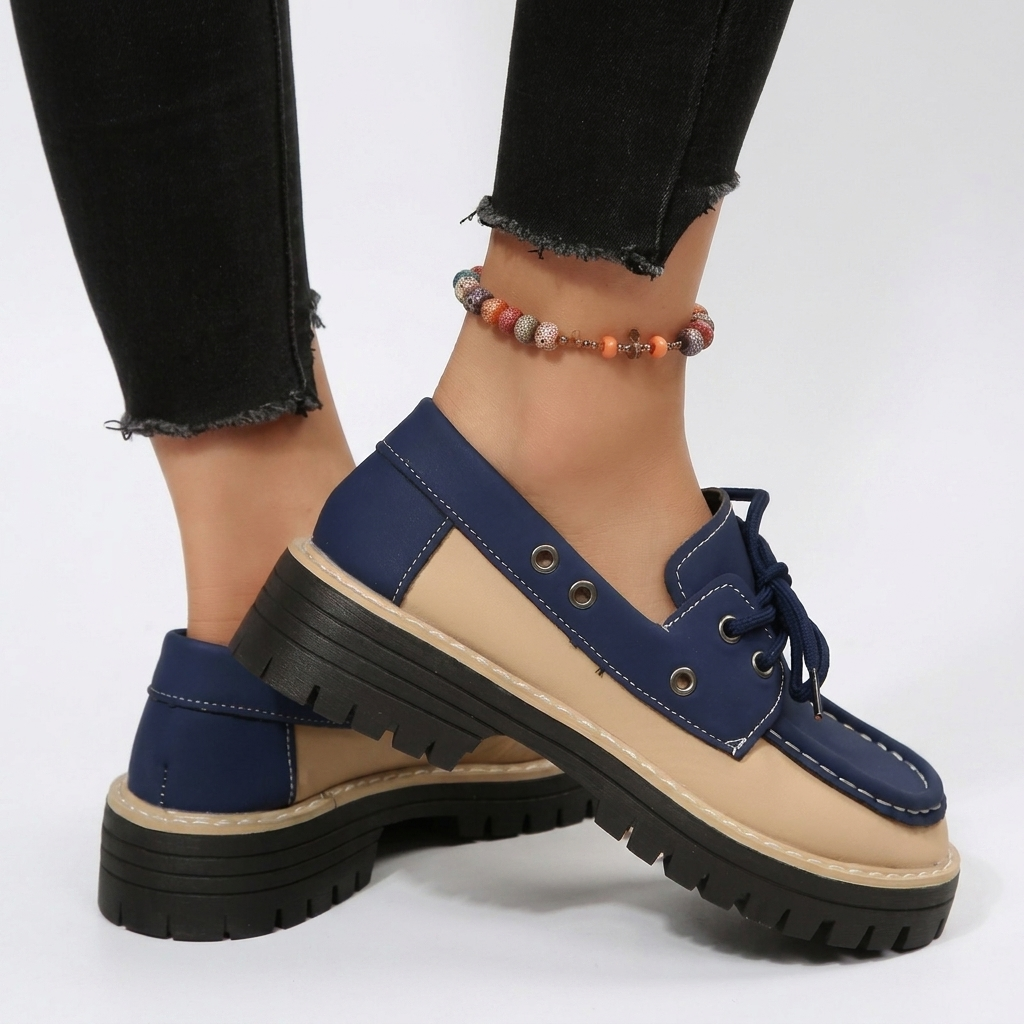 Lette platform moccasiner med snørebånd til kvinder