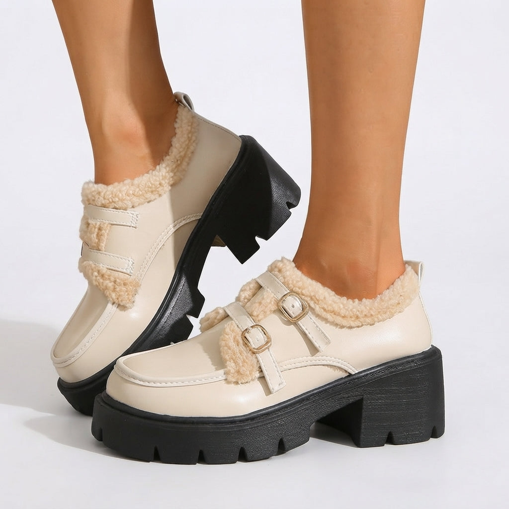Kvindelige platform monk-sandaler med rem