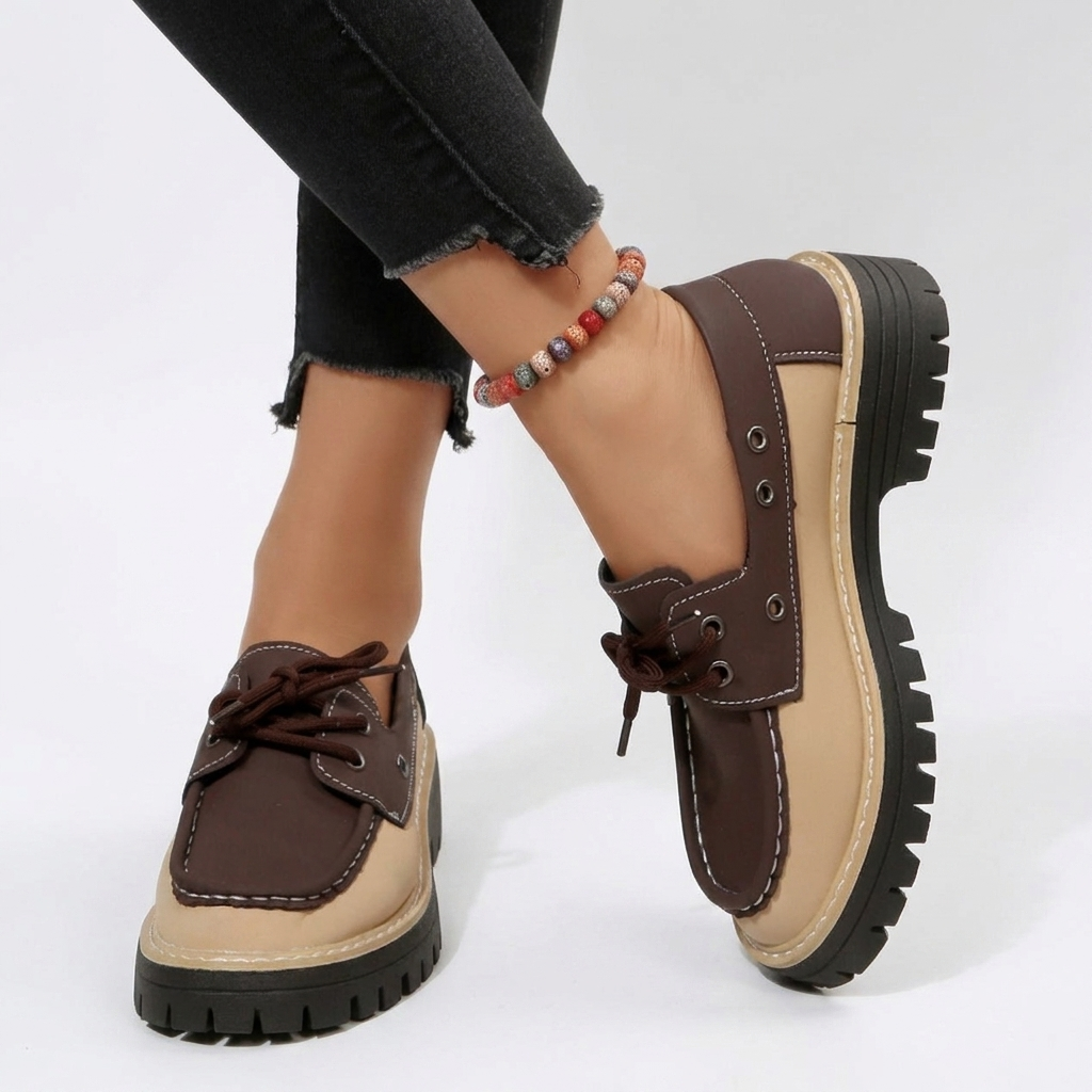 Lette platform moccasiner med snørebånd til kvinder