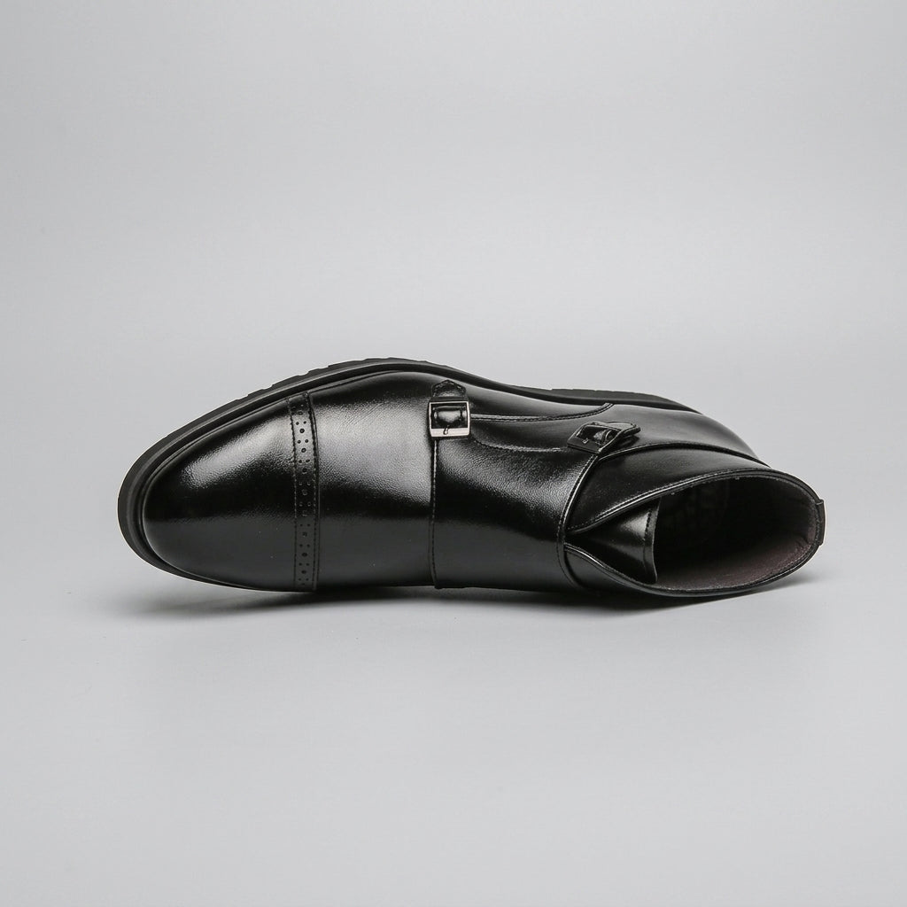 Herresko i læder med monk-strap
