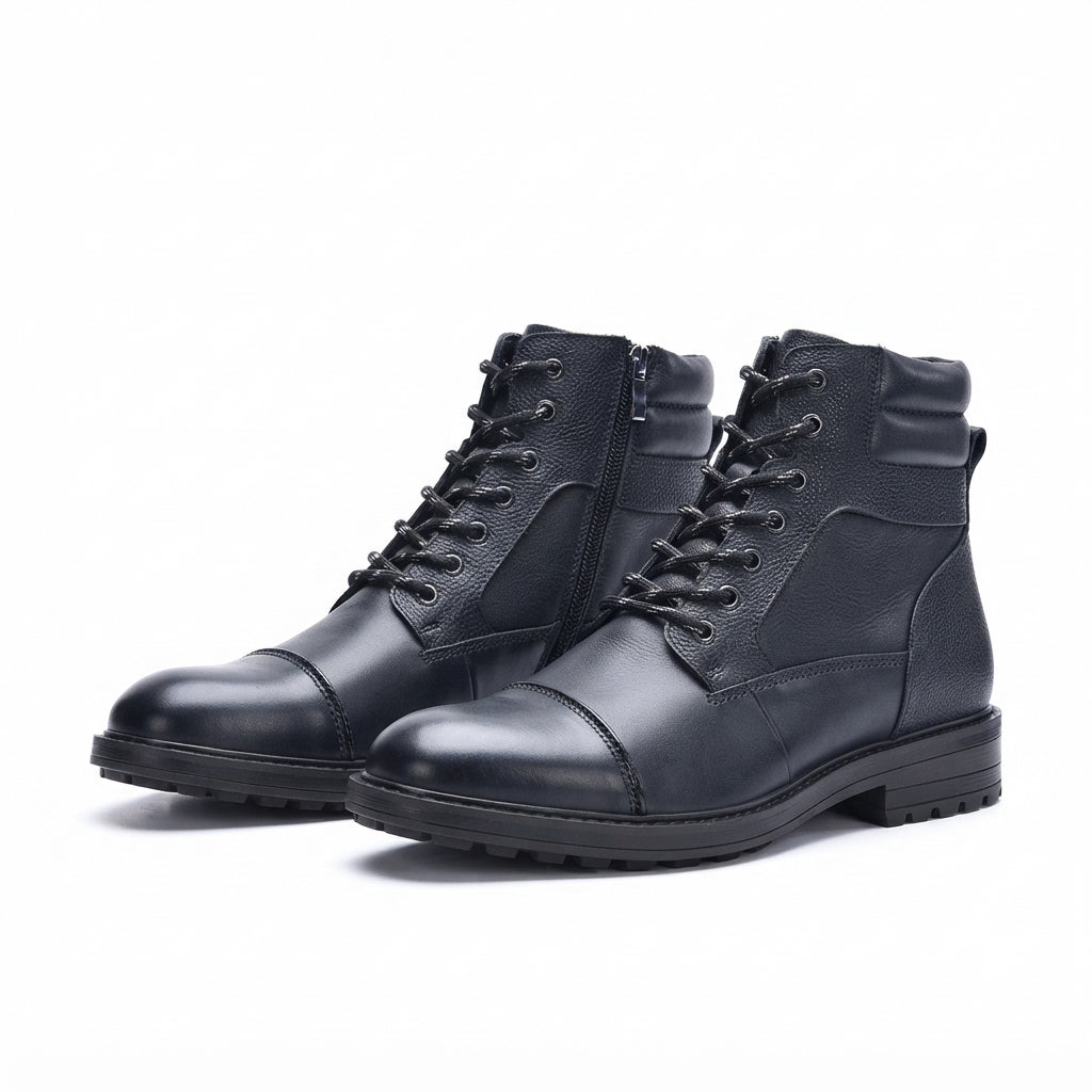 Casual læderkampstøvler til mænd, outdoor stil