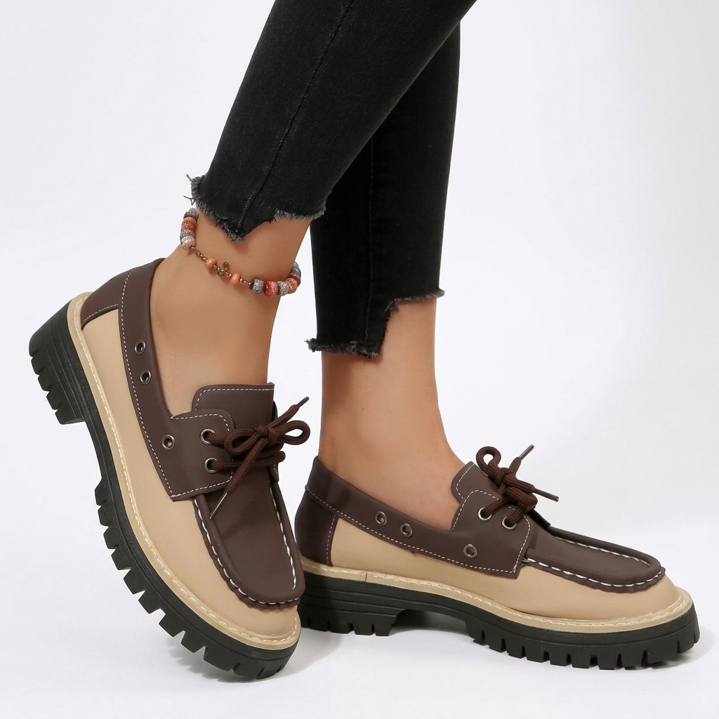 Lette platform moccasiner med snørebånd til kvinder