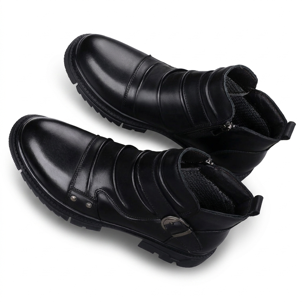 Læderstøvler til mænd med spænde