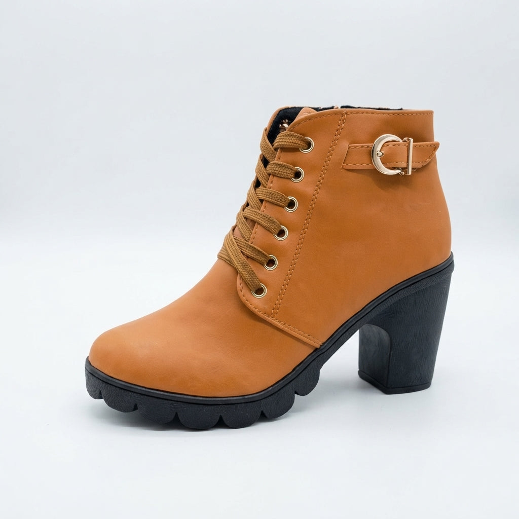 Komfortable ankelstøvler med hæl og platform til kvinder