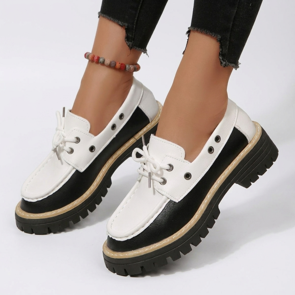 Lette platform moccasiner med snørebånd til kvinder