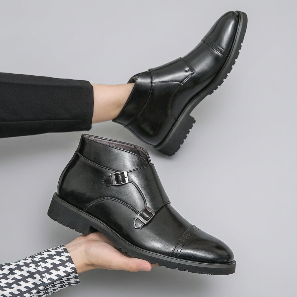 Herresko i læder med monk-strap