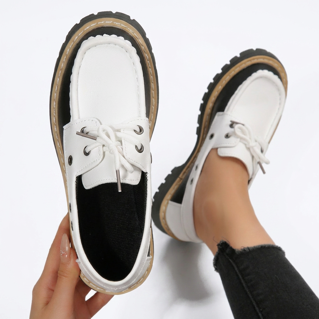 Lette platform moccasiner med snørebånd til kvinder