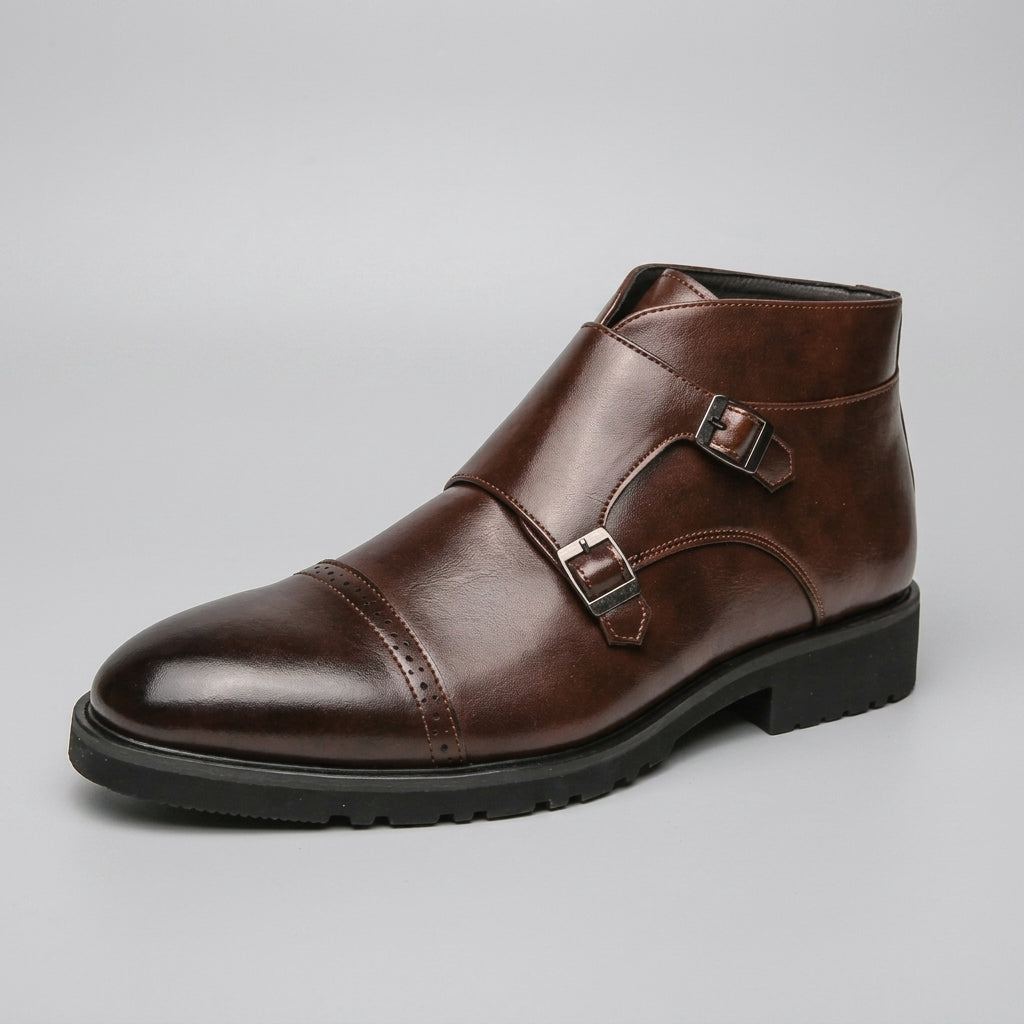 Herresko i læder med monk-strap