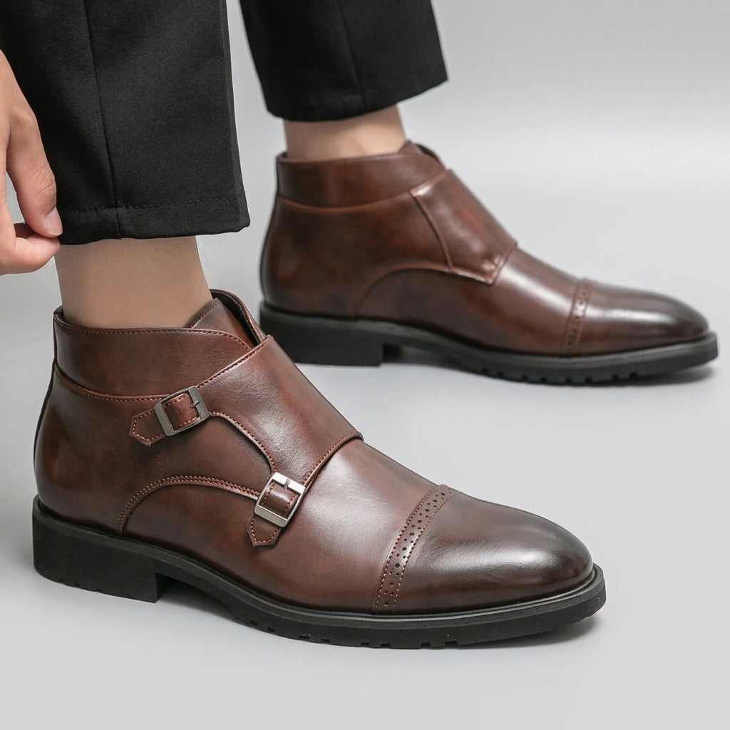 Herresko i læder med monk-strap